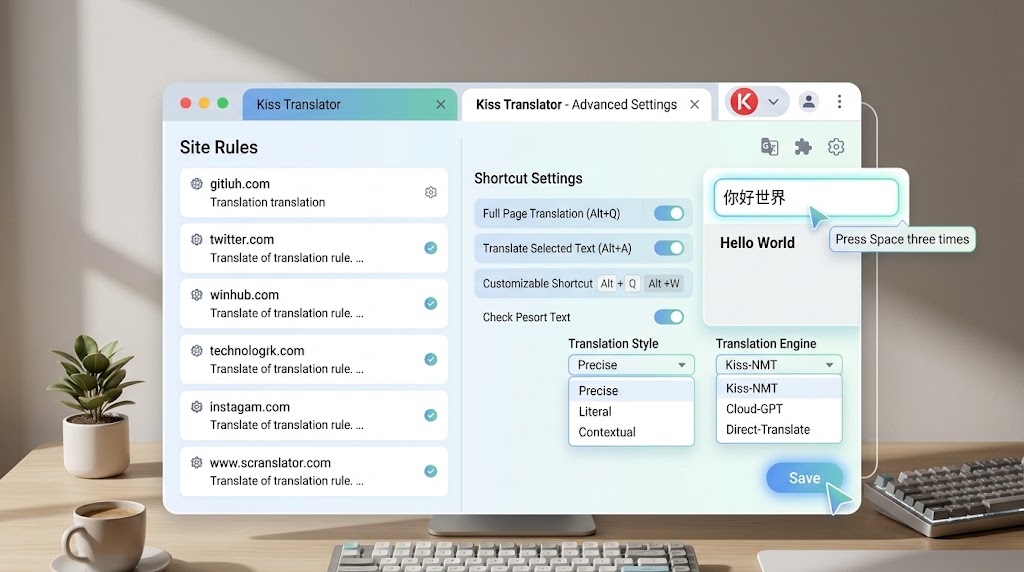 Kiss Translator-浏览器翻译插件-简约翻译使用教程